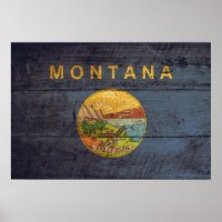 Old Wood Montana Flag