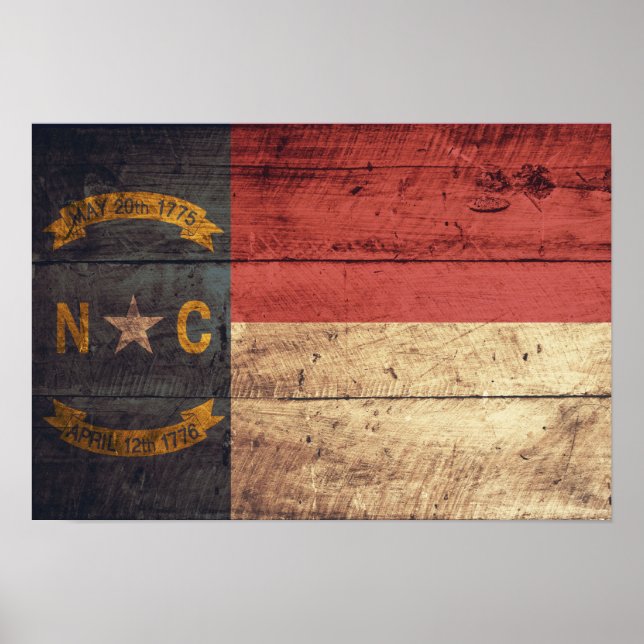 Old Wood North Carolina Flag; Poster (Front)