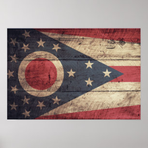 Old Wood Ohio Flag; Poster