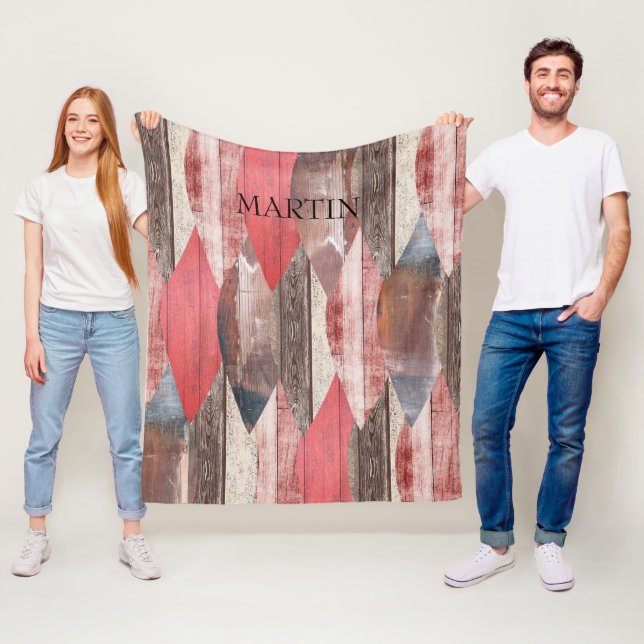 Old Wood Pattern Rustic Personalized Fleece Blanket (In Situ)
