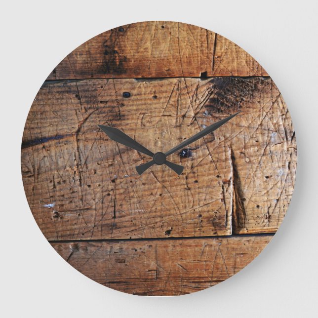 "Old Wood" Round (Large) Wall Clock (Front)