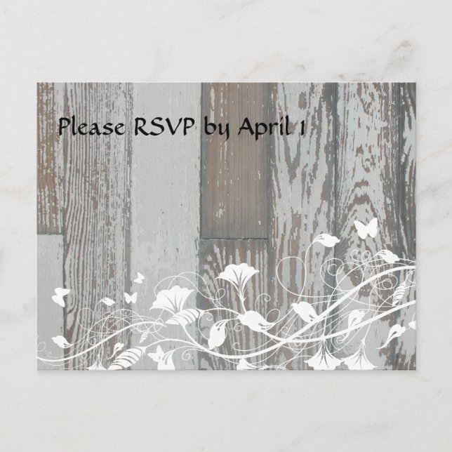 Old Wood RSVP Invitation Postcard (Front)