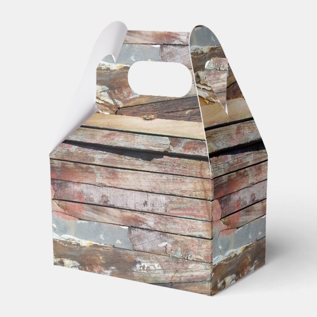 Old wood rustic boat wooden plank favor box (Front Side)