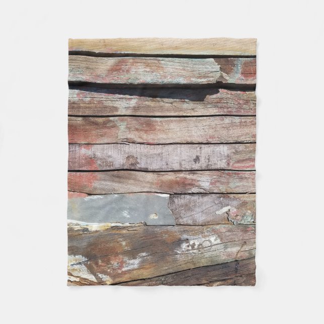 Old wood rustic boat wooden plank fleece blanket (Front)