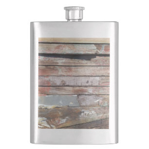 Old wood rustic boat wooden plank hip flask
