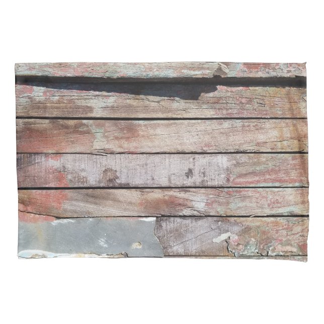 Old wood rustic boat wooden plank pillowcase (Front)