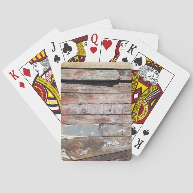Old wood rustic boat wooden plank playing cards (Back)