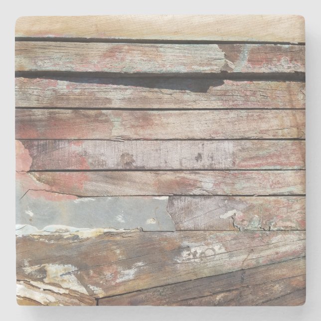 Old wood rustic boat wooden plank stone coaster (Front)