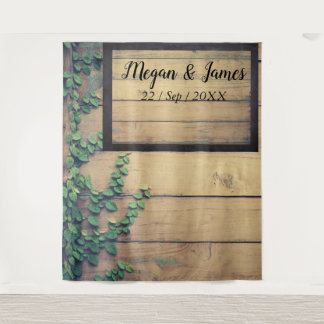 Old Wood Rustic Wedding Photo Backdrop Tapestry