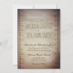Old Wood Slat Door Rustic Wedding Invitations