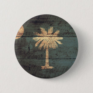 Old Wood South Carolina Flag; 2 Inch Round Button