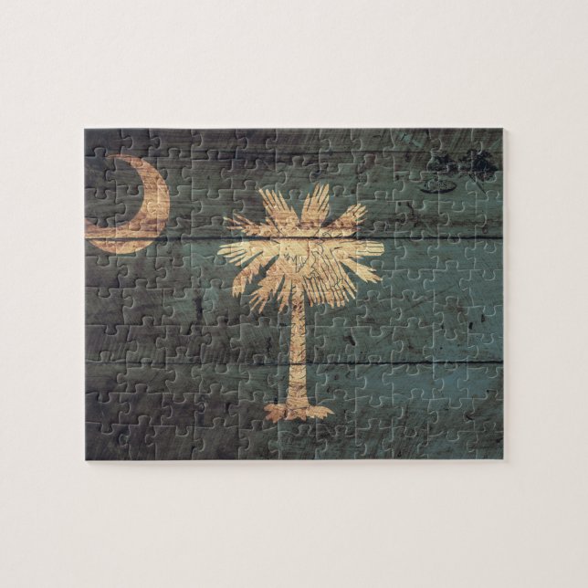 Old Wood South Carolina Flag; Jigsaw Puzzle (Horizontal)