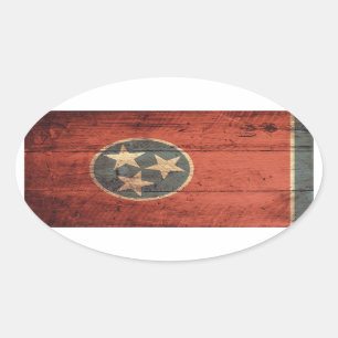 Old Wood Tennessee Flag; Oval Sticker