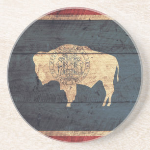 Old Wood Wyoming Flag Coaster