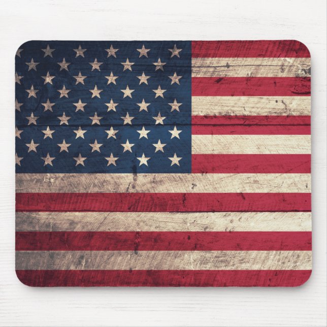 Old Wooden American Flag Mouse Pad (Front)