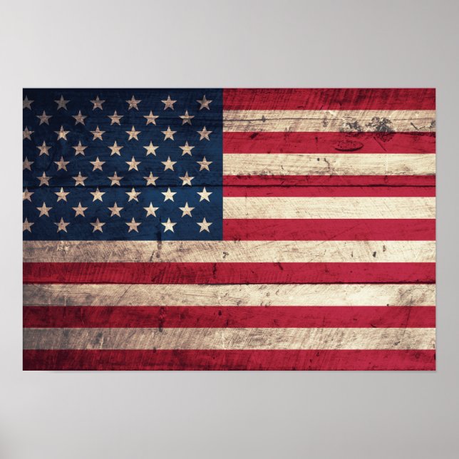 Old Wooden American Flag Poster (Front)