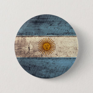 Old Wooden Argentina Flag 2 Inch Round Button