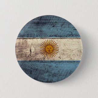 Old Wooden Argentina Flag 2 Inch Round Button