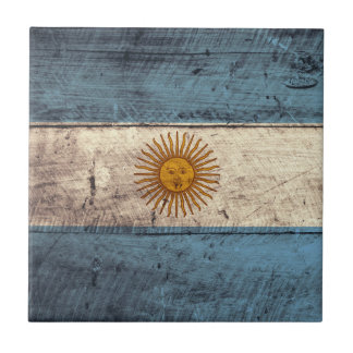 Old Wooden Argentina Flag; Tile