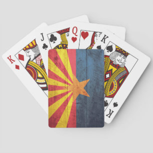 Old Wooden Arizona Flag Playing Cards