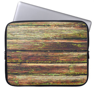 Old wooden background painted green paint with cra laptop sleeve