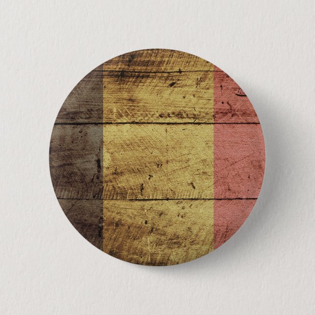 Old Wooden Belgium Flag 2 Inch Round Button (Front)