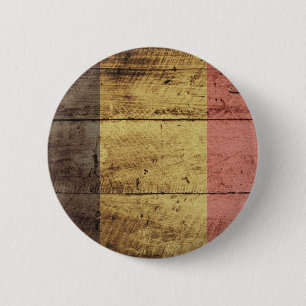 Old Wooden Belgium Flag 2 Inch Round Button