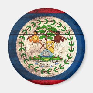 Old Wooden Belize Flag Magnet