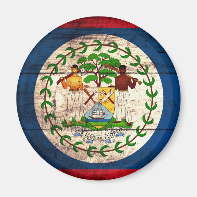 Old Wooden Belize Flag Magnet (Front)