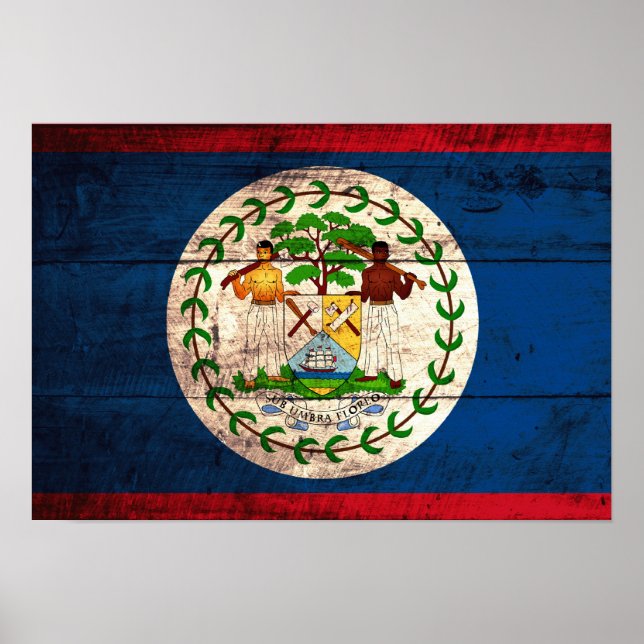 Old Wooden Belize Flag Poster (Front)