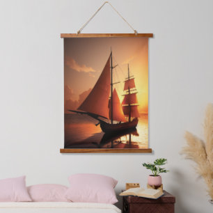 Old Wooden Boat Hanging Tapestry