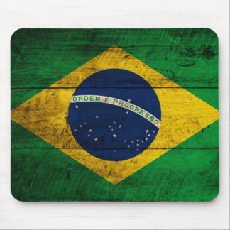 Old Wooden Brazil Flag Mouse Pad