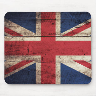 Old Wooden British Flag Mouse Pad