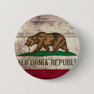 Old Wooden California Flag 2 Inch Round Button