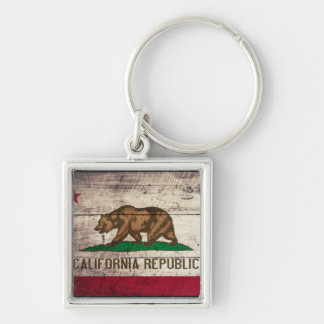 Old Wooden California Flag Keychain
