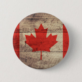 Old Wooden Canadian Flag 2 Inch Round Button