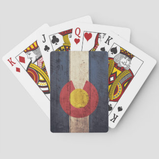 Old Wooden Colorado Flag Playing Cards