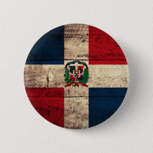 Old Wooden Dominican Republic Flag 2 Inch Round Button