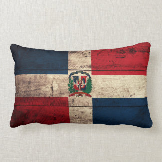 Old Wooden Dominican Republic Flag Lumbar Pillow