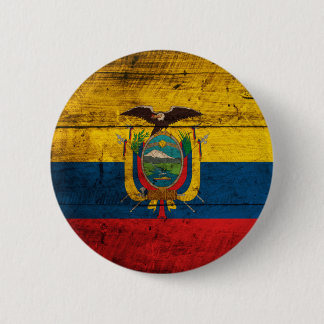 Old Wooden Ecuador Flag 2 Inch Round Button