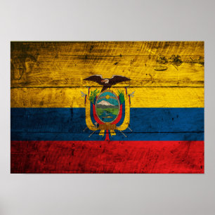 Old Wooden Ecuador Flag Poster