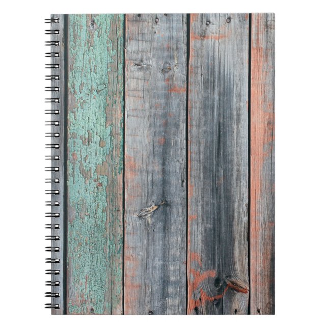 Old wooden fence painted in different colour, tren notebook (Front)