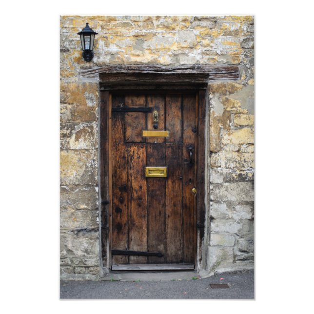 Old wooden front door with light photo print (Front)