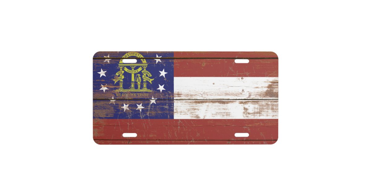 Old Wooden State Flag License Plate Zazzle