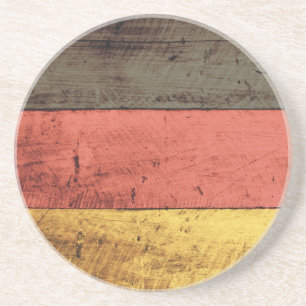 Old Wooden Germany Flag Coaster