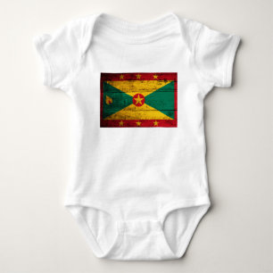 Old Wooden Grenada Flag Baby Bodysuit