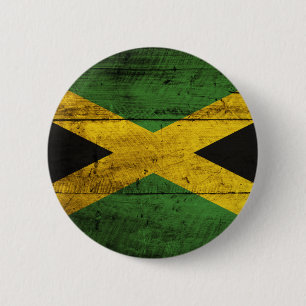 Old Wooden Jamaica Flag 2 Inch Round Button