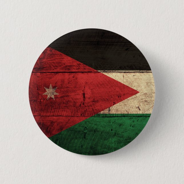 Old Wooden Jordan Flag 2 Inch Round Button (Front)