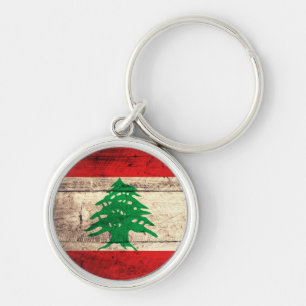 Old Wooden Labanon Flag Keychain