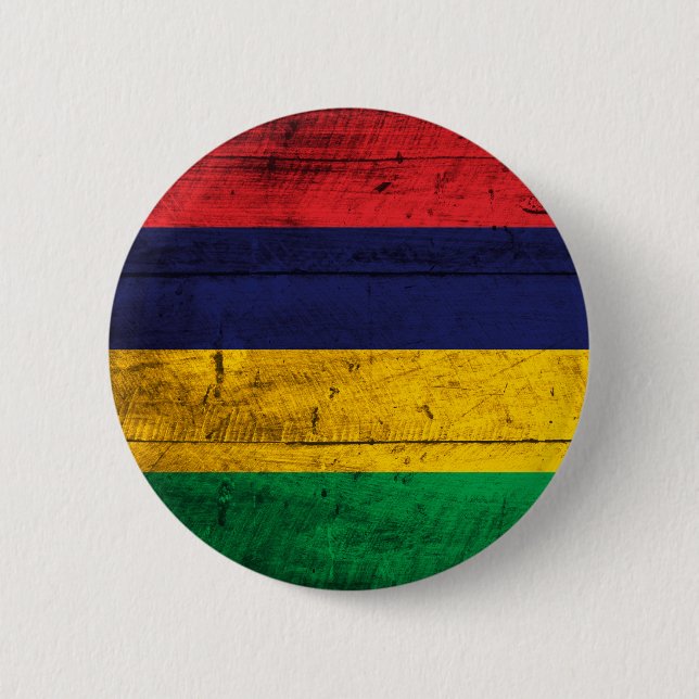 Old Wooden Mauritius Flag 2 Inch Round Button (Front)